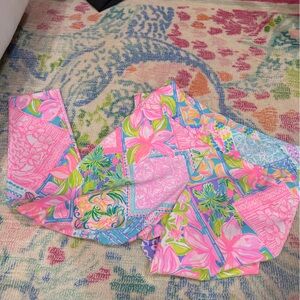 Lilly Pulitzer Pink and Blue Floral Fabric Golf Pants